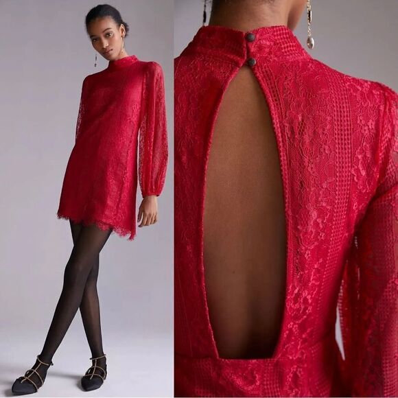 New Maeve Open Back Lace Mini Dress Red
Long Sleeve Size 6 NWT
Anthropologie - Picture 2 of 11